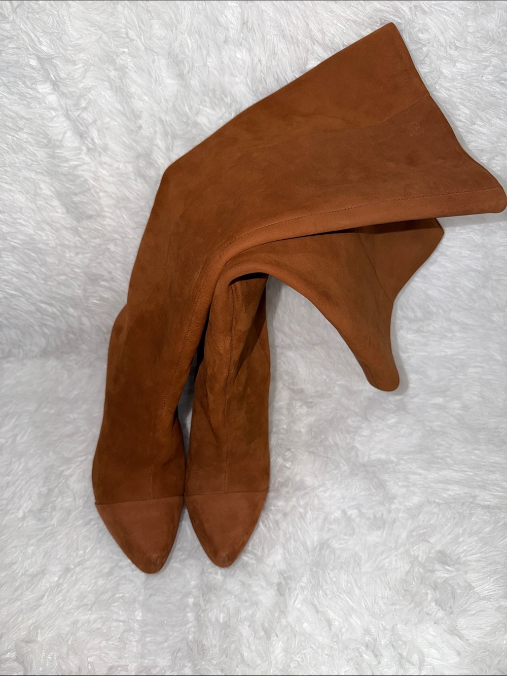 Boutique 9 Cognac Suede Tall Platform Wedge Boots Size 9 NWOT - Picture 2 of 12